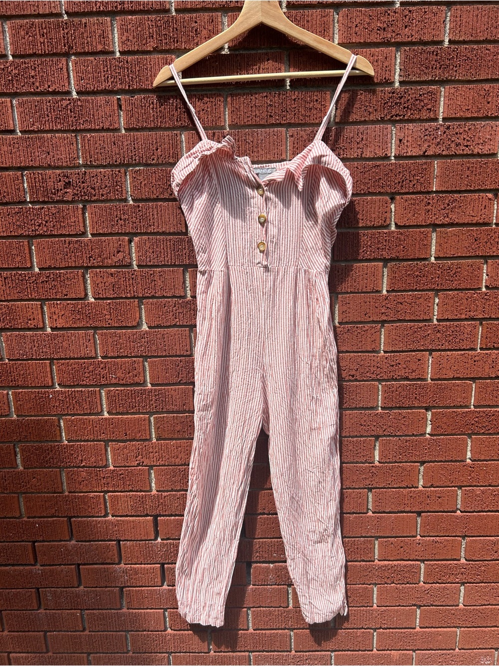 Angie Striped Linen Blend Jumpsuit – Women’s Small